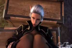 Big dick is pleasuring a teenage blonde in a video game